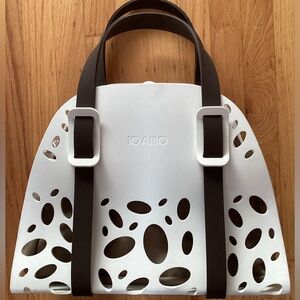 IOAIIIO Rare “Icona” Tote Bag Foam/Canvas White/Camel/Brown—Made in Italy